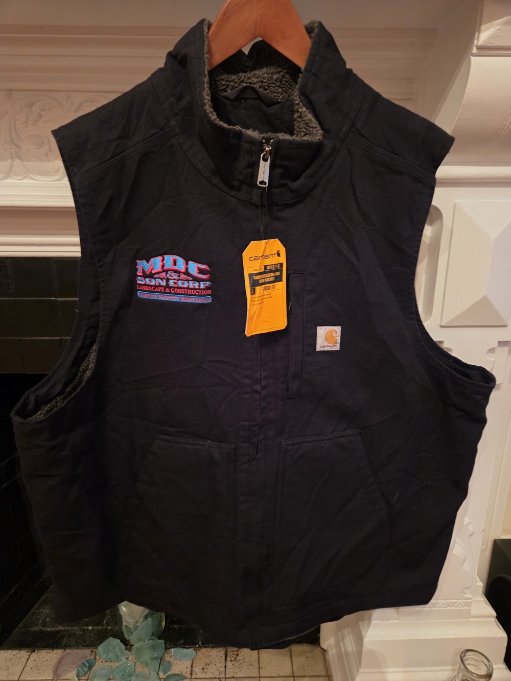 Carhartt Loose Fit Duck sherpa-lined mock-neck vest - XL BLACK